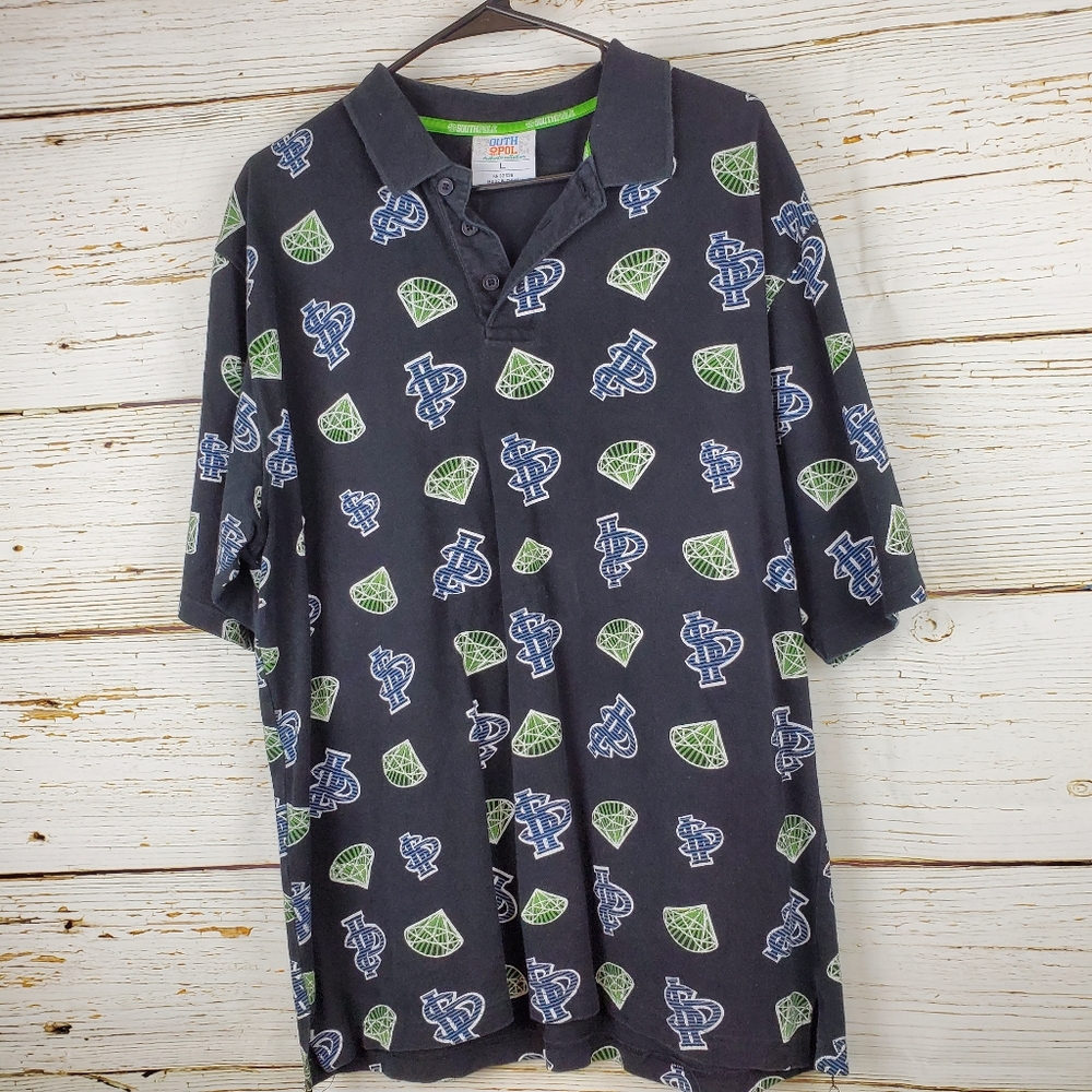 Vintage South Pole Diamond Print Polo Shirt - Picture 2 of 4